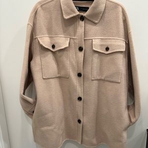 Zara beige wool oversize shirt jacket